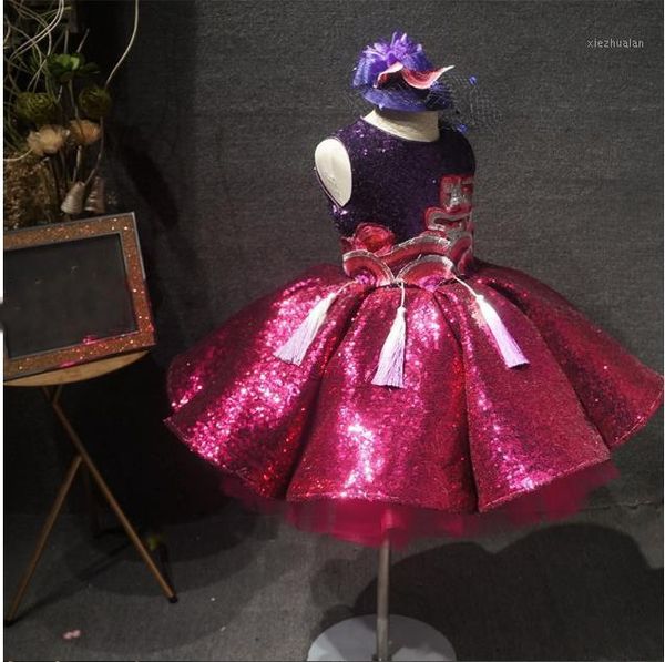 

girl's dresses arrival luxury girls sequins o neck ball gown infant toddler birthday dress kids pageant for girls1, Red;yellow