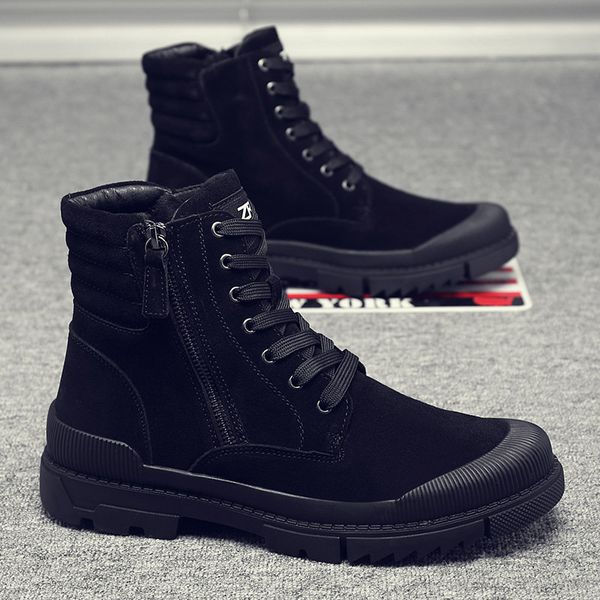 

men new arrivao fashion cowboy genuine leather shoes made with income tools platform boot black ankle chaussure boots qd6u