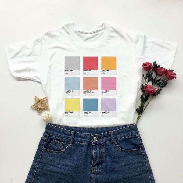 

hahayule-jbh белая черная футболка унисекс женщины футболка pantone рубашка, к-поп-песни футболка, бантан сониндонская рубашка, White