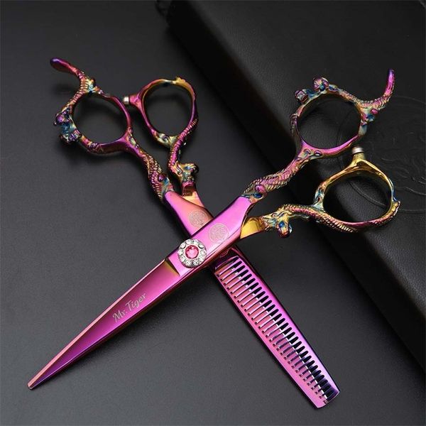 Японские стальные ножницы для волос 5,5 6,0 Профессиональные парикмахерские наборы для истончения парикмахерских ножниц для стрижки 220222