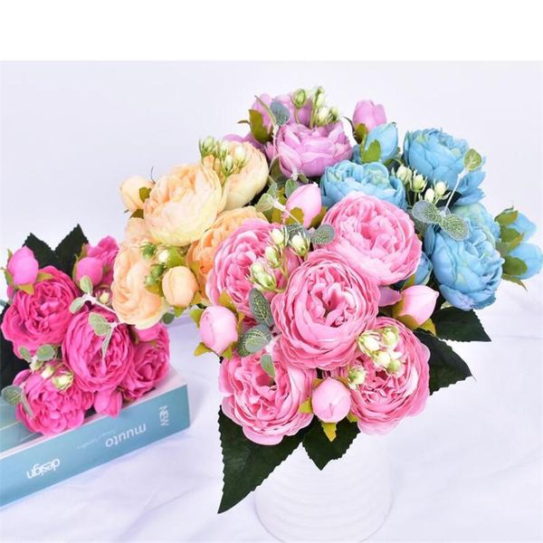 

30см большой цветок heads роза шелковый букет пион искусственные цветы 5 большие heads 4 малый bud невеста свадьба домашнее украшение цветы
