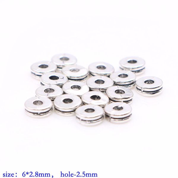 

yanqi 6mm double spacer metal beads circular flat beads zinc alloy beads for bracelet necklace diy jewelry making hole-2.m wmtwcb