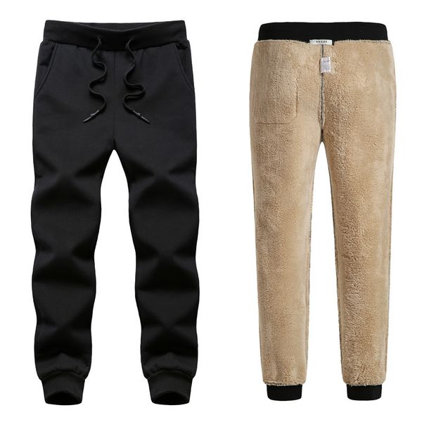 

2020 densely fleece jogger men's trousers cotton warm velvet sweatpants sweat pants fall hallways winter -8xl byo3, Black