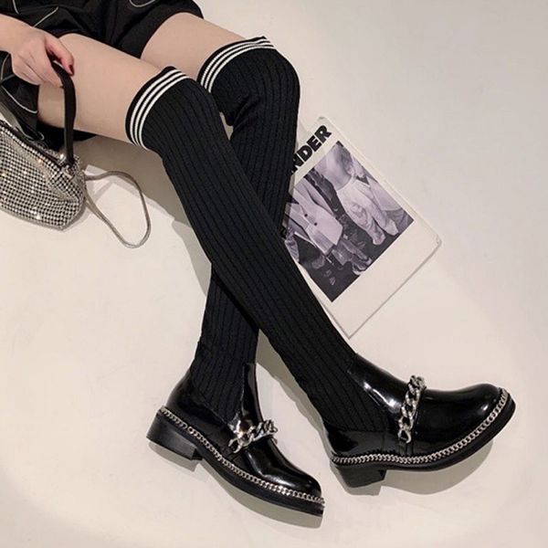 

spring autumn knitted elastic boots letter thick heels woman shoes high heel boots fashion socks boots lady high heels shoe06 3111, Black