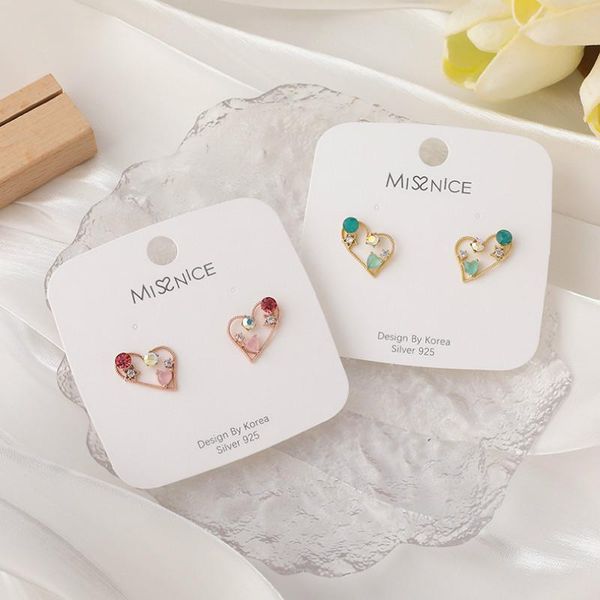 

korean new exquisite color love earrings fashion temperament simple small earrings elegant ladies jewelry, Golden;silver