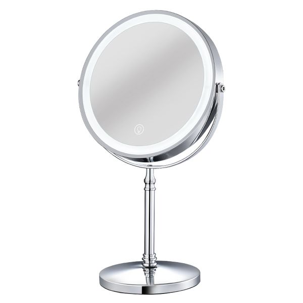 

zhenglong new 8 inch usb rechargeable deskled high-definition double-sided makeup mirror with light