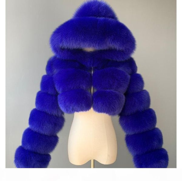 

women fur jackets designer 2020 fashion short hooded imitation fur coat imitation fox fur long sleeve stitching coat sell new, Black