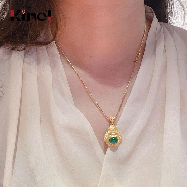 

chains kinel 24k plating real gold buddha pendant necklaces for women authentic 925 sterling silver necklace fashion jewelry style
