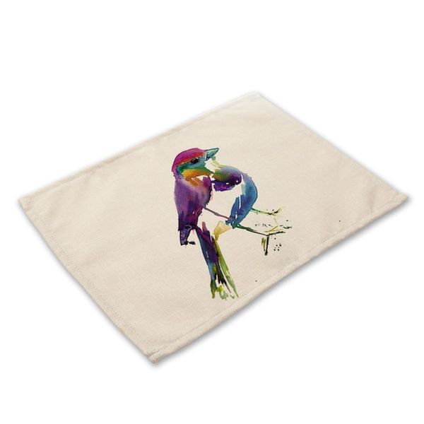 

1 шт. 4232 см птица филиал pattern placemat heasters обеденные столовые коврики хлопчатобумажные льняные чашки чашки коврики кухонные подушк