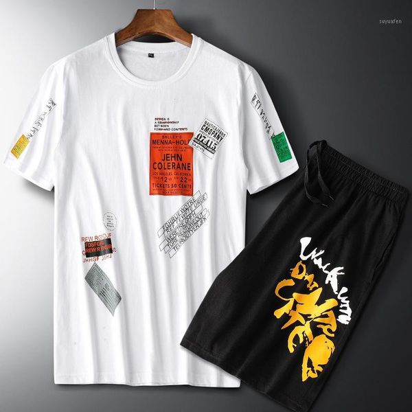 

summer sets men tracksuit short sleeve t shirts + shorts 2 pcs suits printing sportswear mens short sets male casual track suit1, Gray