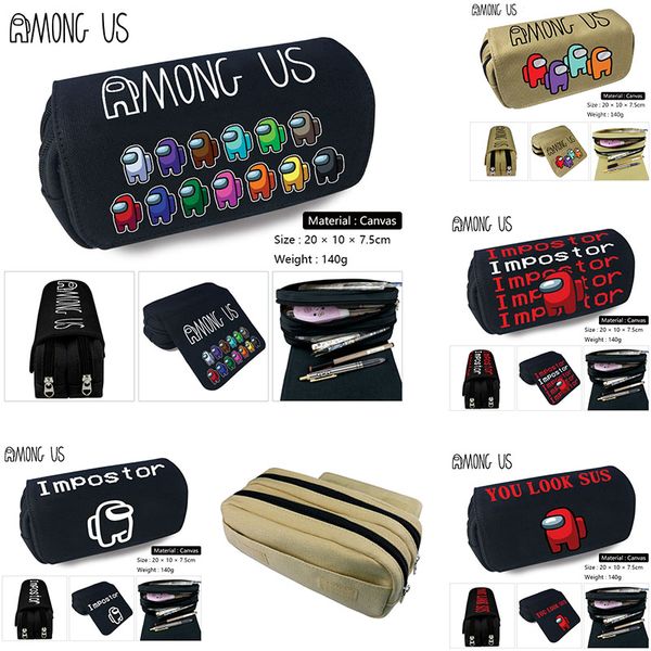 

6 styles game among us pencil case canvas pencil case student animation stationery box wallet pencil case children's gift