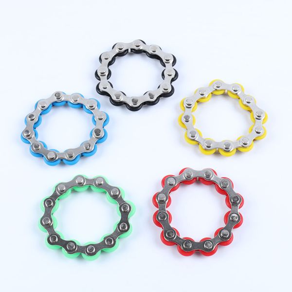 

12 section fidget toy bike chain metal finger toy decompression toy relieves stress key ring for add adhd kids adults