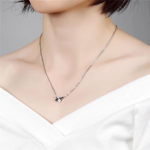 

xqni sweet design fashion butterfly pendant link chain necklace for lady stainless steel rose gold color women necklace for gift wmteww, Silver