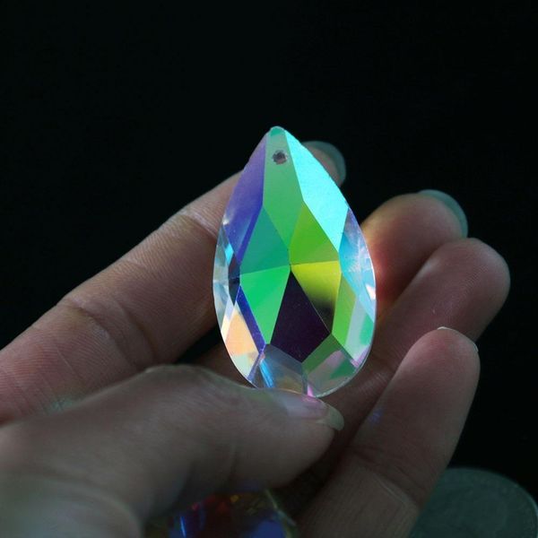 

5pc aurora 38mm iridescent faceted teardrop crystal chandelier prism hanging drop suncatcher fire polished ab charn spacer diy h wmtkfg