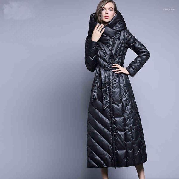 

fashion white duck down lengthened down jacket female ultra-long section over the knee slimming was thin and thick and long tide1, Black