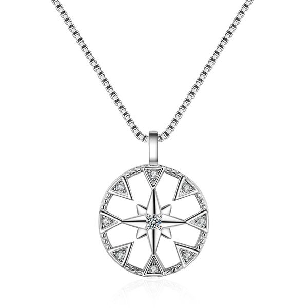 

s925 sterling silver necklace female jewelry sweater chain niche simple diamond pendant