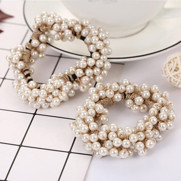 

hair clips & barrettes fashion scrunchy headband for women pearl headwear elastic bands rubber accessories, Golden;silver