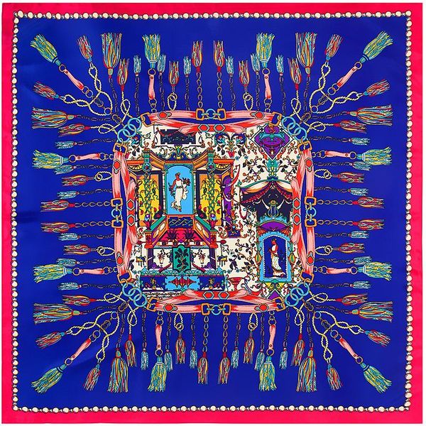 

100% шелковый шарф женщины испания tassel веревочка мусульманский гемический плакат шелковая фуварс женщина деревянка хиджаб квадратные скар, Black