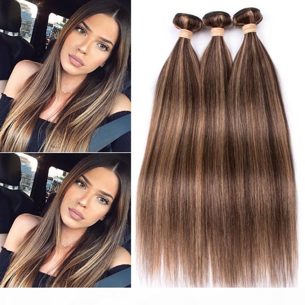 

piano #4 27 mixed color straight peruvian human hair bundles 3pcs honey blonde highlight mix piano color human hair weave extensions, Black;brown