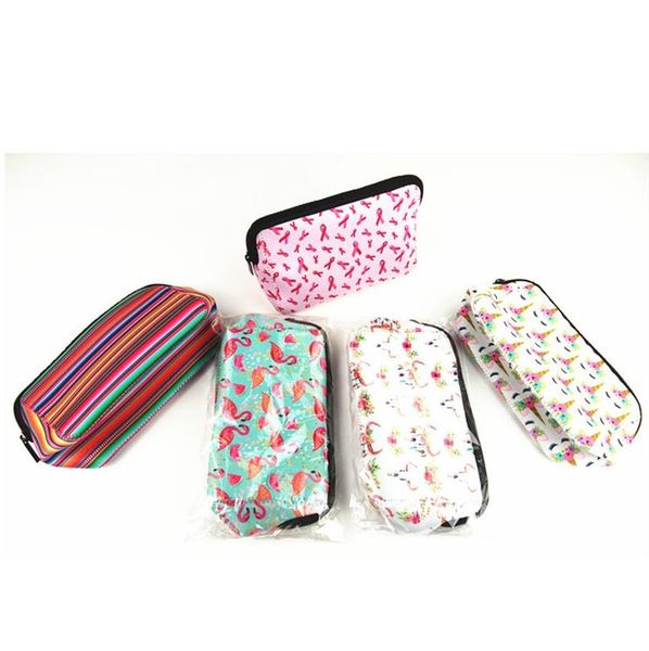 

neoprene cosmetic bag waterproof makeup bags floral baseball plaid handbag totes travel toiletry portable storage bag coin purse new f121001, Black