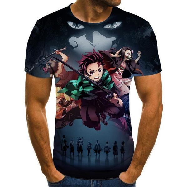 

2021 kimetsu no yaiba boy costume anime harajuku t-shirt summer men's t-shirt 3d fashion t-shirt men's plus size streetwear, White;black