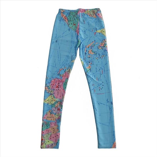 

elastic casual pants 3d digital printing map of china pattern women leggings 7 sizes fitness clothing ing, Black