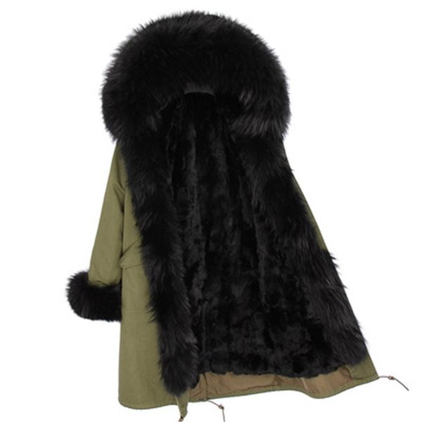 

new detachable scorpion 2021 collar rex rabbit skin lining female coat winter grass on longest knee paragraph to overcome zpep, Black