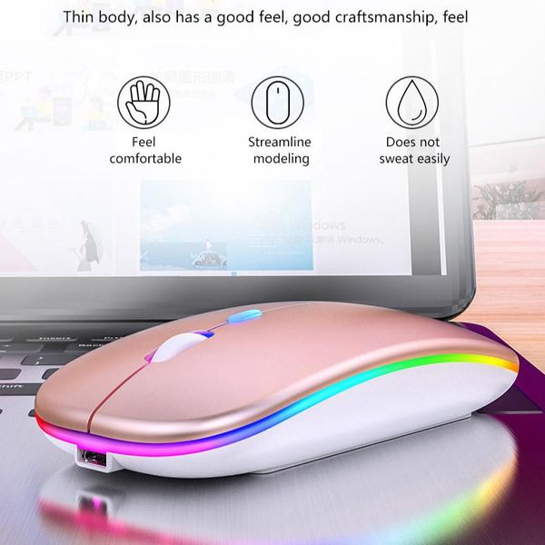 

mice 2.4ghz wireless ultra slim ergonomic design better usage cool fashion lights mouse usb rechargeable for pc laptop