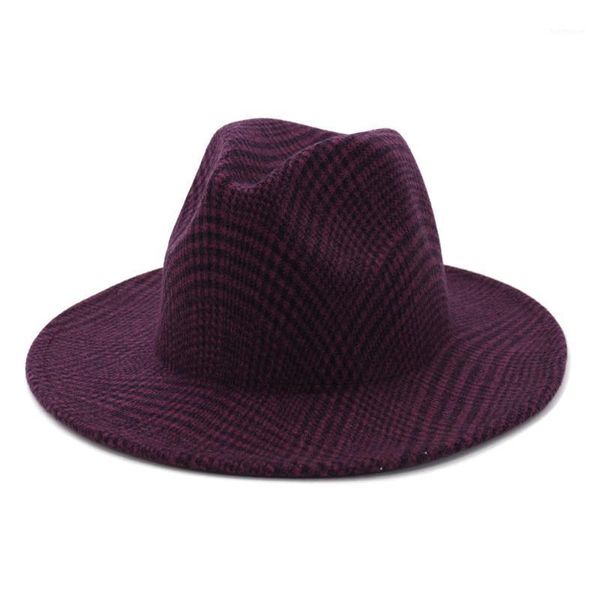 

2020 new winter retro hats fedoras jazz plaid hat bowler hats classic version chapeau for men women1, Blue;gray