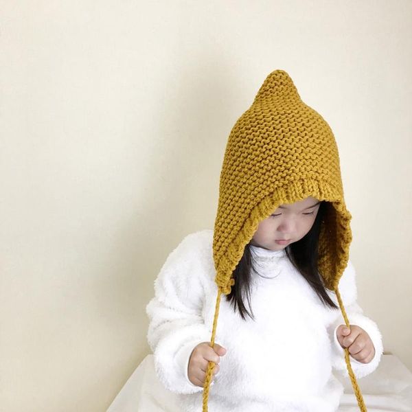 

caps & hats winter for kid crochet knitted hat toddler kids girl boy baby infant ear flap soft beanies cotton children xl329, Yellow