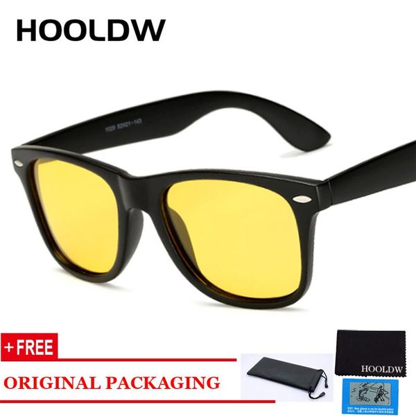 

hooldw fashion polarized sunglasses men women square frame night vision sun glasse uv400 goggle eyewear gafas de sol, White;black