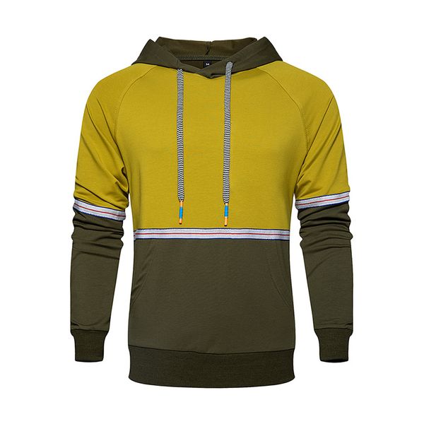 

e-baihui 2021 men's fashion casual hoodie men's personality color matching ribbon hooded cardigan slim hooded 2021 fall winter, Black