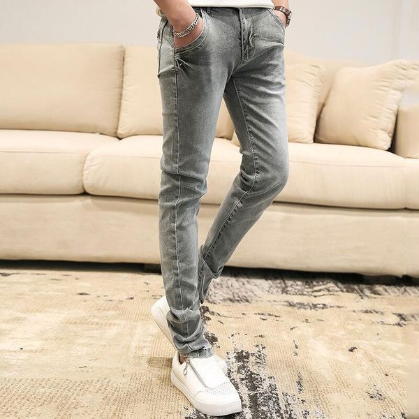 

men spring and autumn new slim fit youth stretch jeans men's grey pants more sizes 27-36, Blue