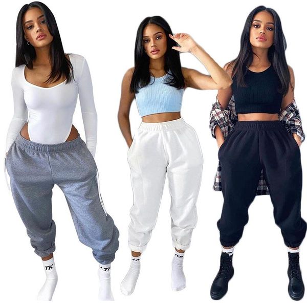 

women's pants & capris solid color high waist sweatpants women 2021 autumn winter baggy oversized casual joggings pure sportswear, Black;white