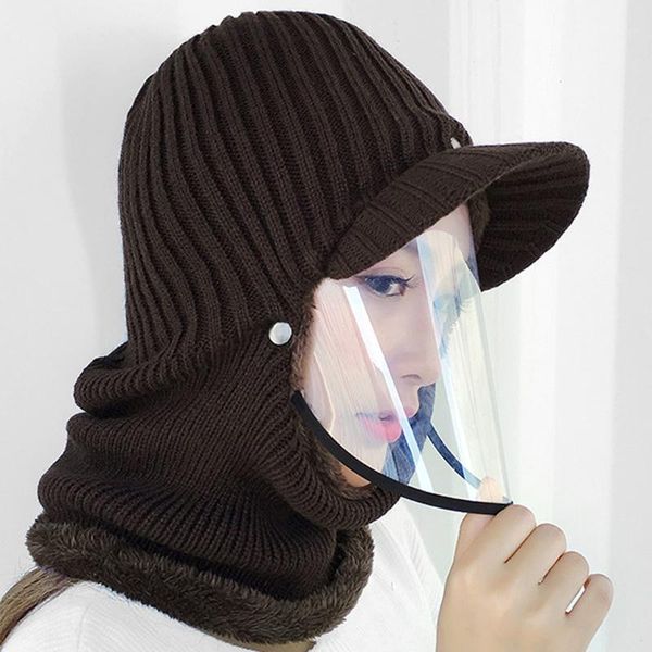 

cycling caps & masks 7 color full face mask sports windproof headwear scarves transparent hooded hat winter scarf warm men women outdoor, Black