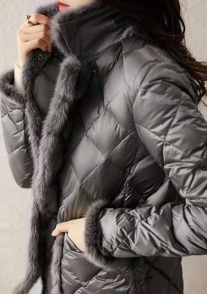 

mink spliced short down cotton coat women's 2020 winter new fashion single breasted warm cotton coat s-3xl, Black;brown