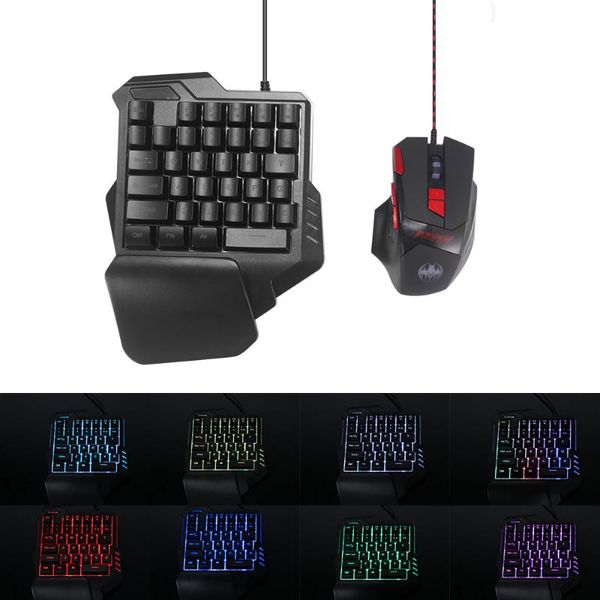 

single hand one-handed gaming keyboard 35 keys rgb backlit portable mini gaming keypad mouse set for ps4 for xbox gamer win