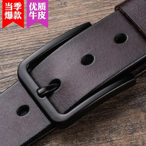 

new leather men's belt pin buckle leather leisure belt boutique pants belt, Black;brown
