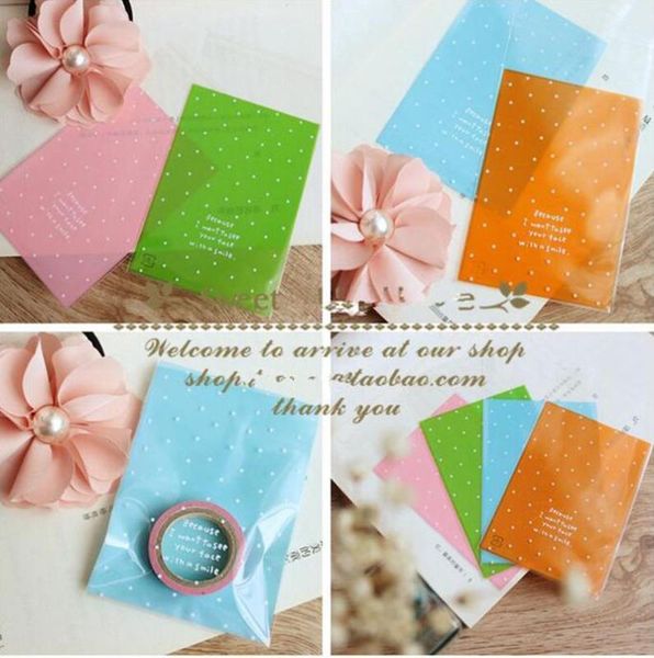 

gift wrap 100pcs 7*10 cm cute dots candy packing bag,self-adhesive plastic bags,baking package bags,small jewelry packaging bags1