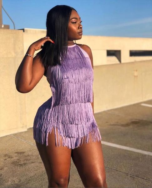 

purple sleeveless tassel mini rayon bandage playsuit party playsuit drop shipping good quality, Black;white