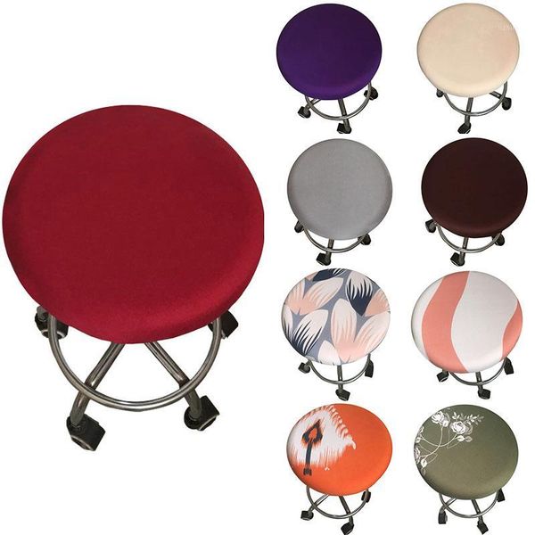 

new round chair cover stretch bar stool cover elastic seat home chair slipcover round bar stool floral printed1