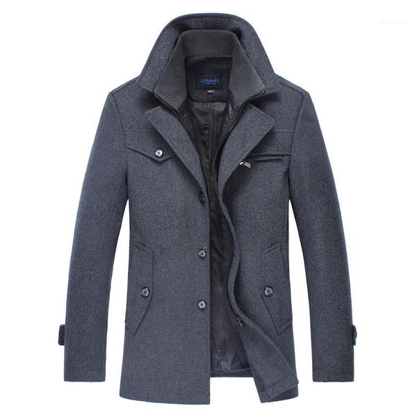 

2019 winter warm wool coat men casual slim fit jackets outerwear thick men's business woolen trench jacket overcoat pea coat 5xl1, Black