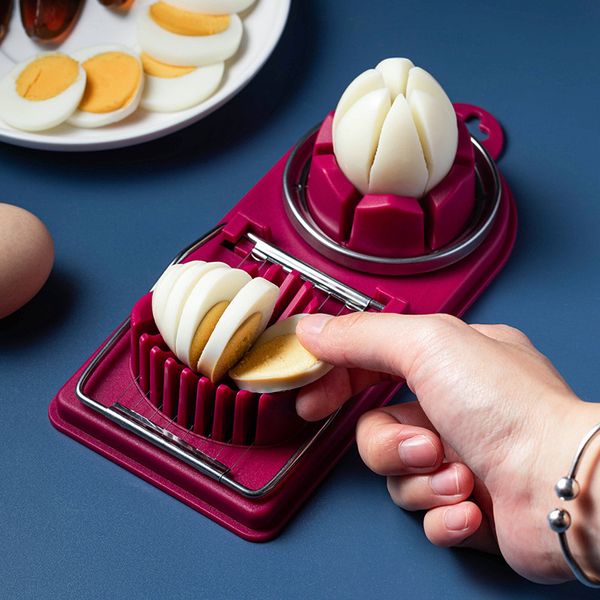 Affettatrice per uova in acciaio inossidabile Multifunzione Frutta Taglierina per uova sode Sezionatore a forma di petalo Divisori per uova Cucina Accessori da cucina