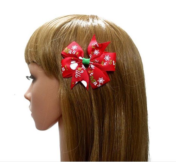 

grosgrain bow 3 clips christmas inch ribbon bows with clip snow baby girl pinwheel hairpins xmas hair pin acce
