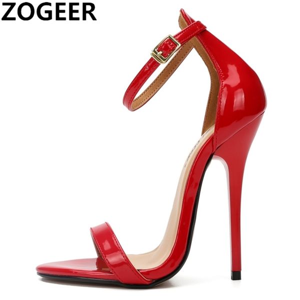 

plus size 48 ankle strap high heel sandals women summer heeled sandals snake print open toe party wedding shoes ladies y200405, Black