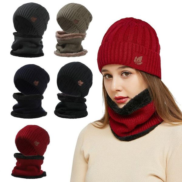 

2020 women winter hat and scarf set plus velvet thickened earmuffs men women fashion hats cap knitted thick warm scarf windproof, Blue;gray
