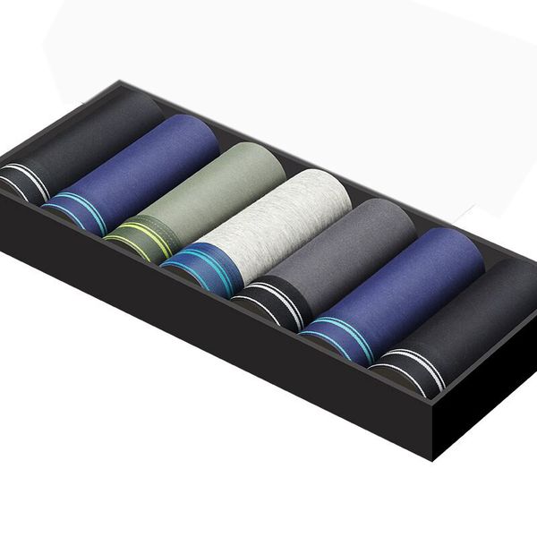

7 pcs/lot boxer men cotton man short breathable solid flexible shorts boxer colorful underpants vetement homme lj200922, Black;white