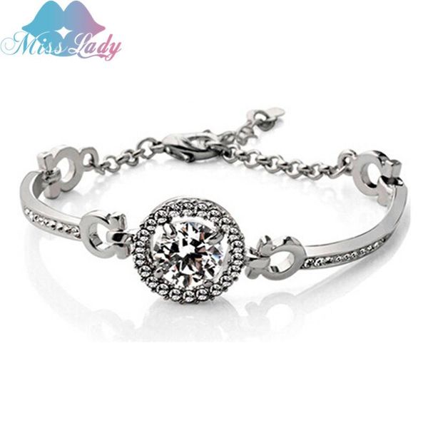 

link, chain miss lady 2021 silver color zircon crystal round bracelets & bangles wholesales fashion jewelry for women mlz1127b, Black