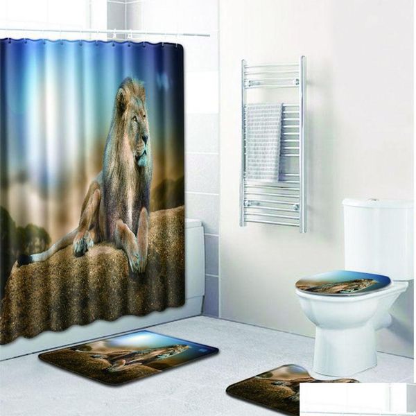 

lion pattern printing non-slip home toilet pad cover bath mat qylitz tore2010