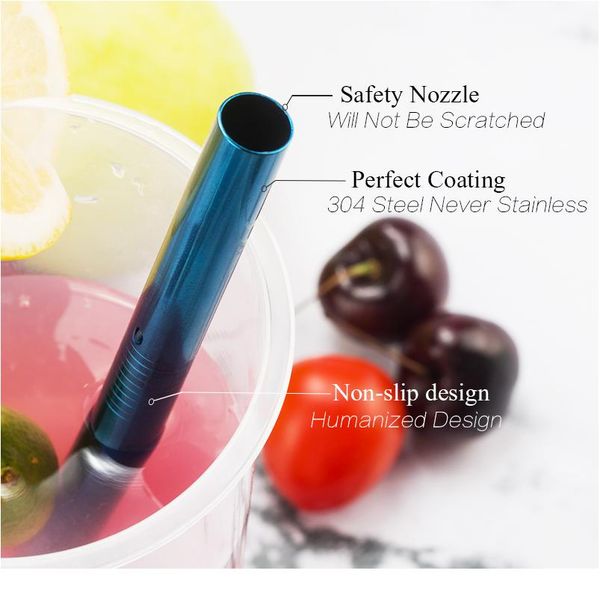 

colorful 304 stainless steel straws reusable straight bent metal drinking straw with cleaner brush set party bar a bbyggu